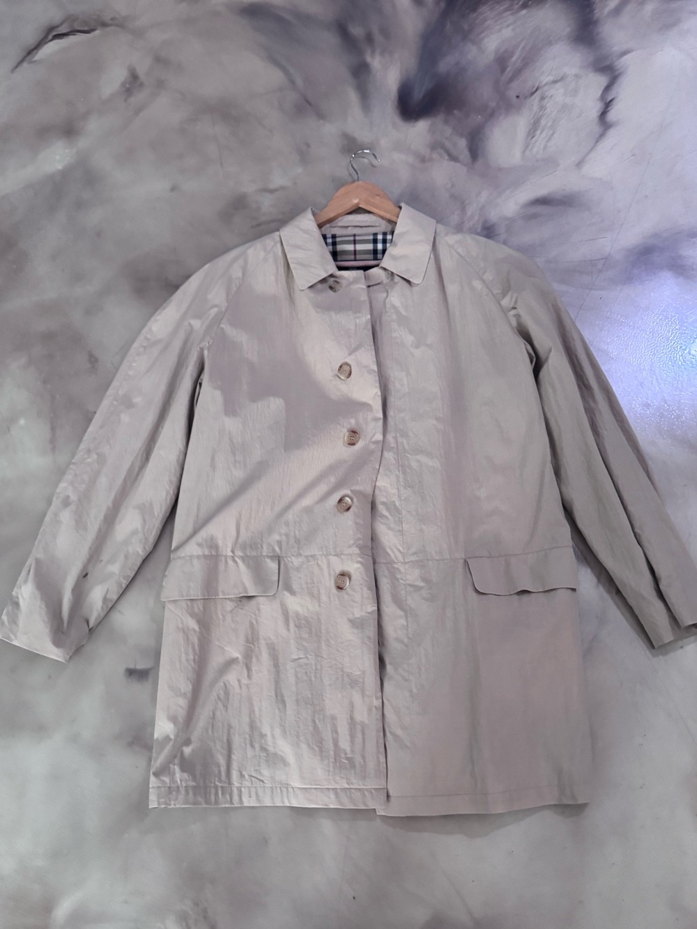 Men’s Burberry Light Gray Trench Coat with Signature Check Lining